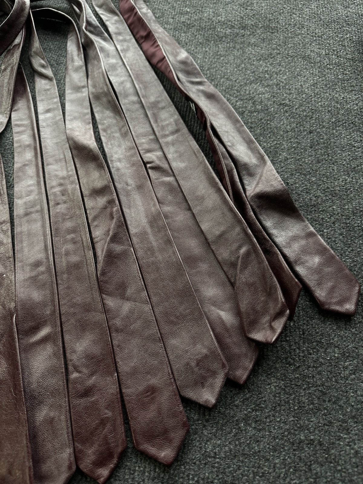 Other 🚨 LEATHER BURGUNDY ITALY TIE LUXURY VNTG RARE OLD MONEY Size ONE SIZE - 16 Thumbnail