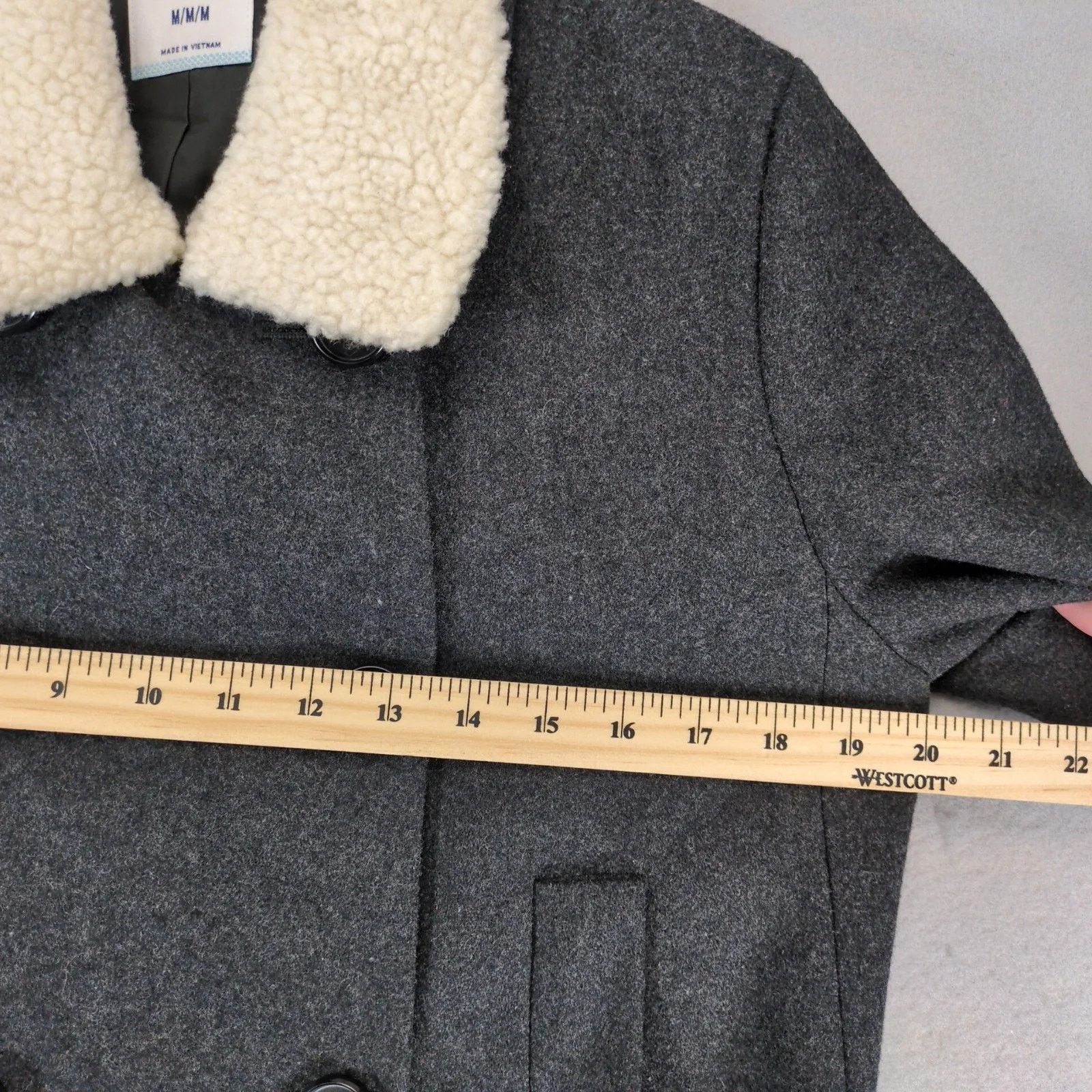 Old Navy Old Navy Gray Wool Blend Pea Coat Women's M Sherpa Collar Size M / US 6-8 / IT 42-44 - 5 Thumbnail