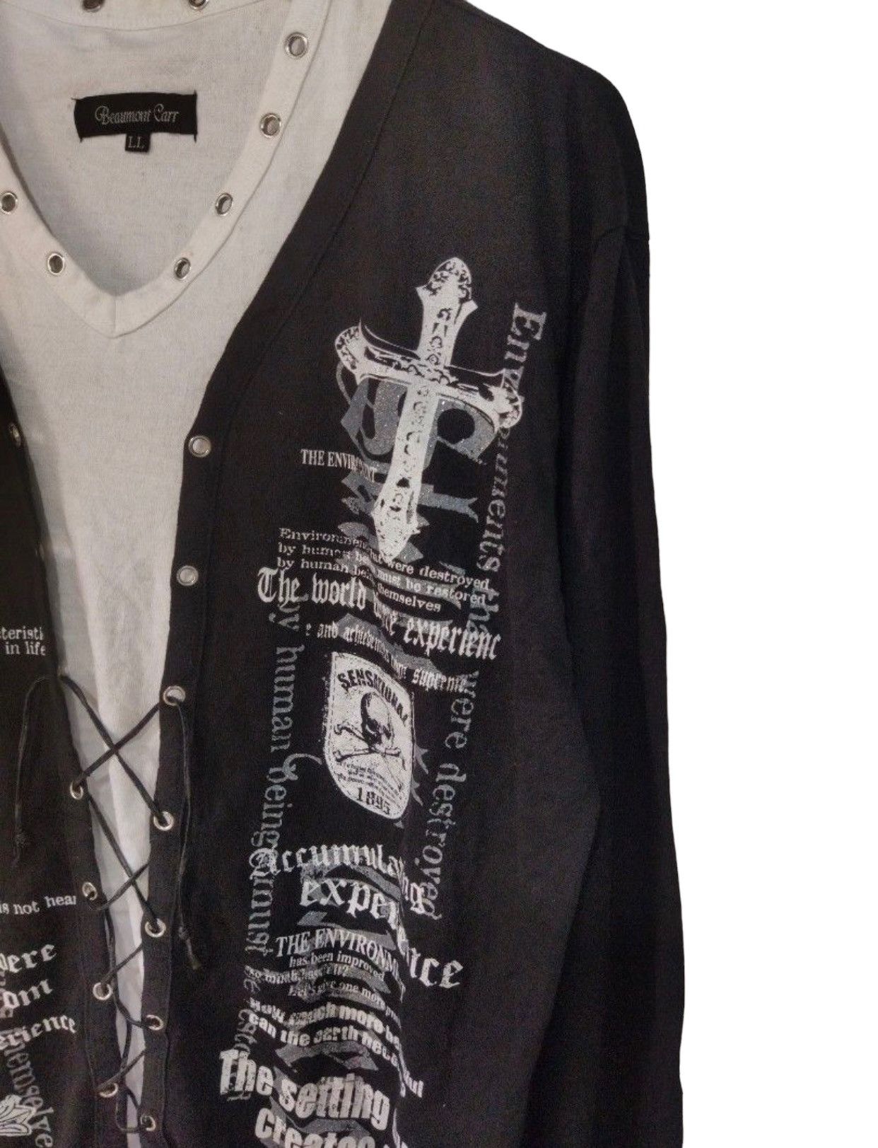 2000's Beuamont Carr japanese Poem Cross Lace Longsleeve