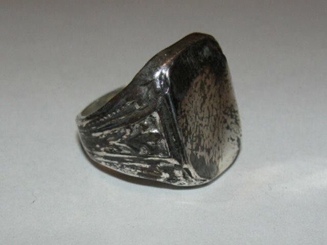 Designer Large Square Shaped Antiqued Silver Signet Ring Alberto Juan Size ONE SIZE - 2 Thumbnail