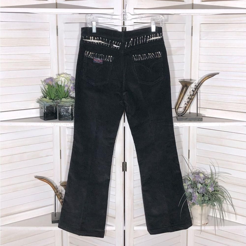 Vintage Y2K Upcycled goth bobby pins black corduroy straight pants 8 Size 30" / US 8 / IT 44 - 2 Thumbnail