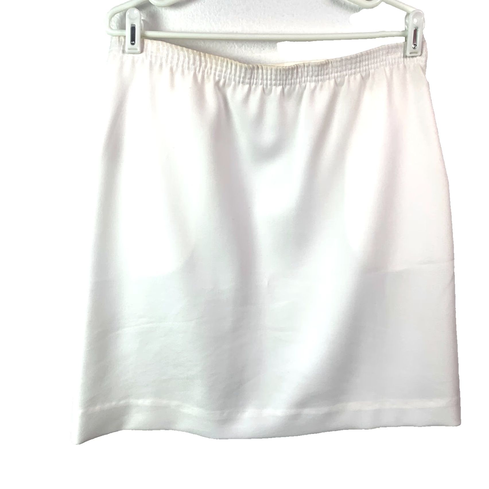 Vintage VINTAGE Donnkenny White Mini Short Retro Mod Skirt Polyester 14 Women Sized 14 7 1970s Secretary/Geek White Size 36" / US 14 / IT 50 - 5 Thumbnail