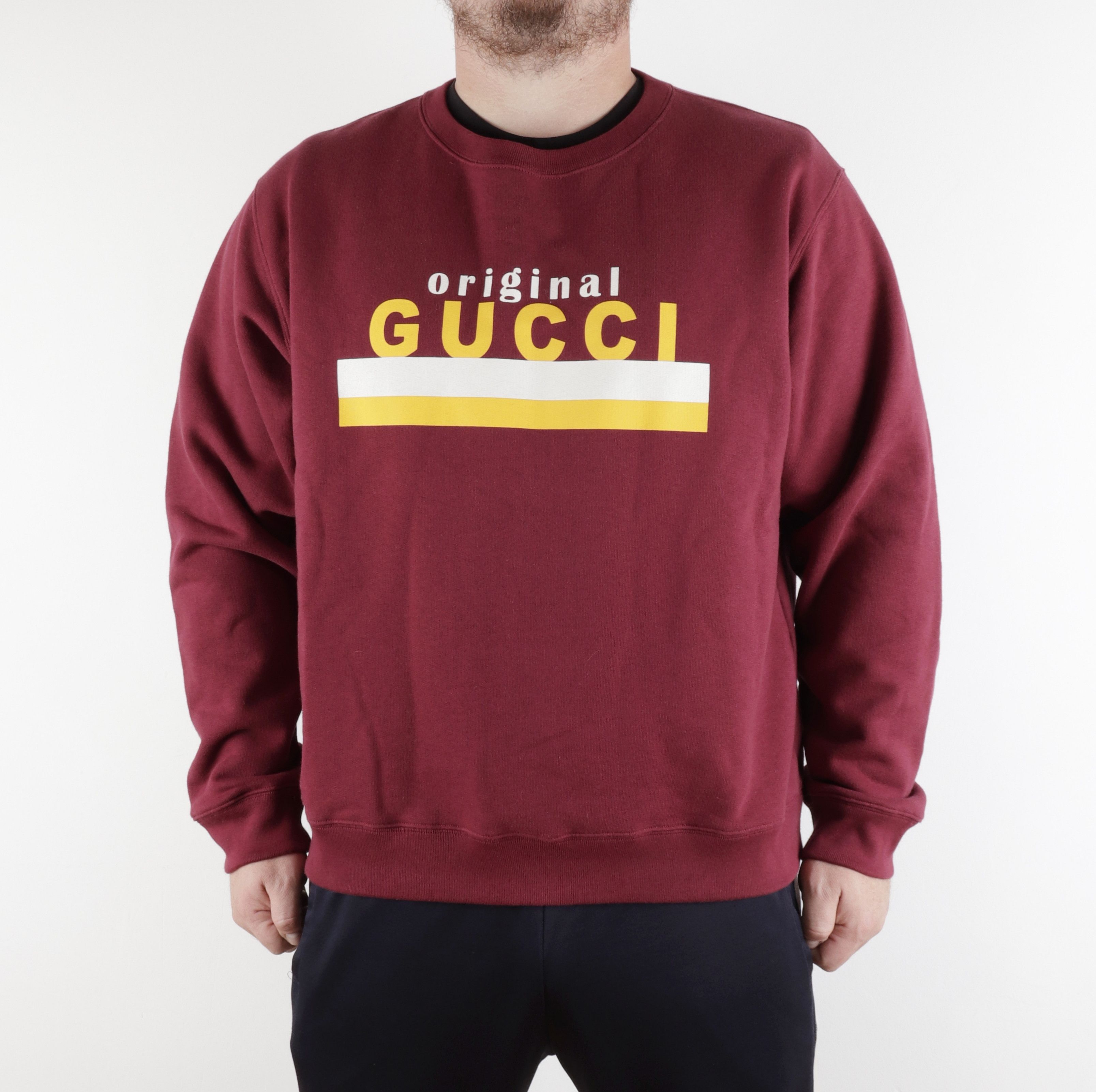 Gucci GUCCI Burgundy Cotton Sweatshir with Logo 'Original Gucci' Size US L / EU 52-54 / 3 - 1 Thumbnail