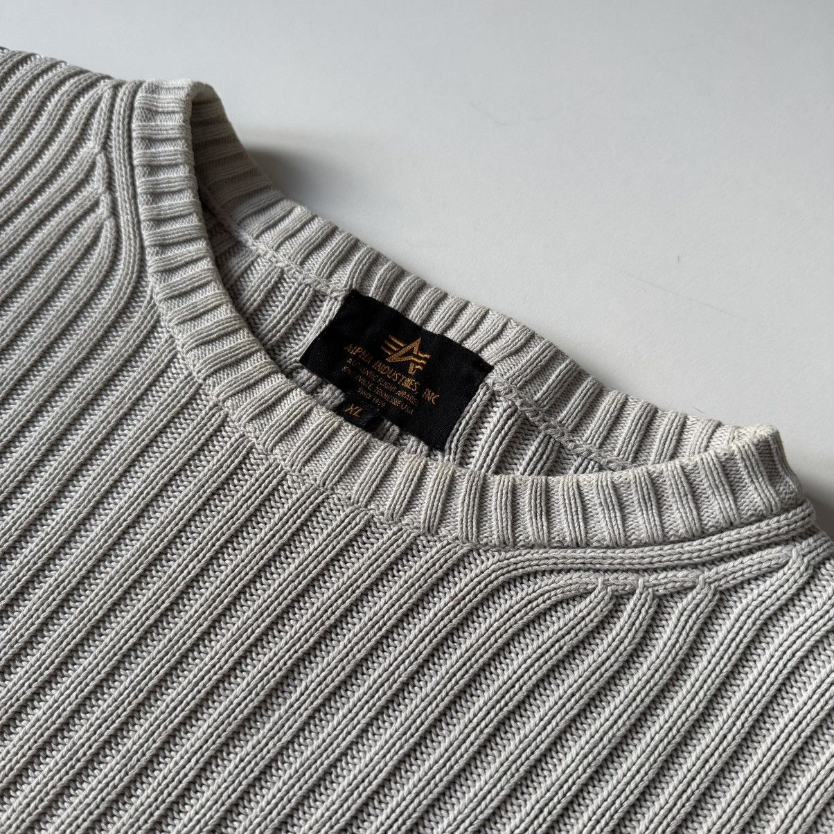 Alpha Industries × Japanese Brand × Vintage Vintage Alpha Industries Ribbed Embroidered Logo 90s Sweater Size US XL / EU 56 / 4 - 7 Thumbnail