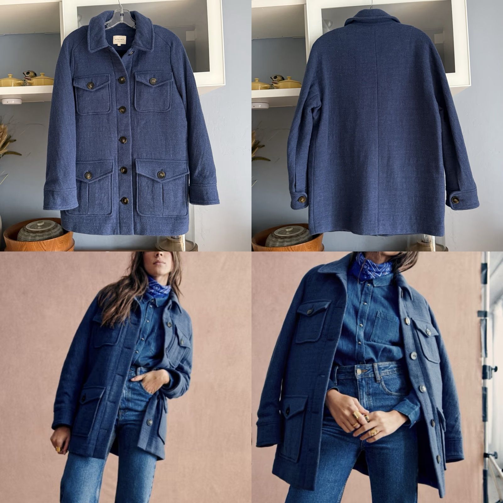 Vintage VINTAGE SEZANE Paulin Wool Coat Jacket Blue 34 / US 2 Wool Blend Check Short Coat Women Regular Size 2 Size XS / US 0-2 / IT 36-38 - 8 Thumbnail
