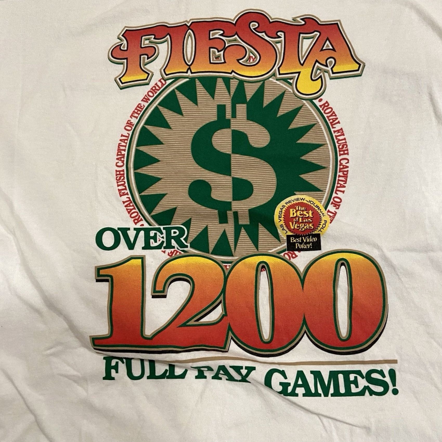 Vintage VINTAGE Casino T-Shirt White 2XL Unisex Short Sleeve Men Back Hit Fiesta Crazy Big Back Hit Shirt Mens 2XL White Vintage Size US XXL / EU 58 / 5 - 7 Thumbnail