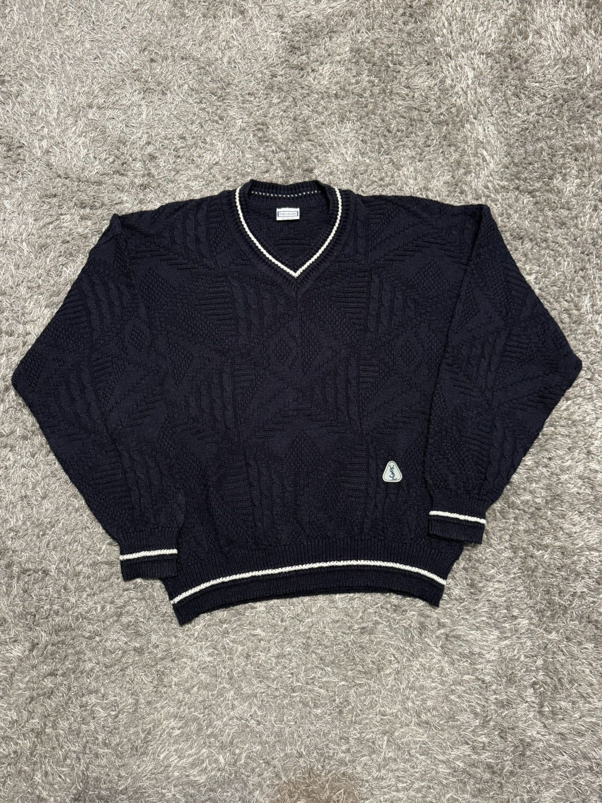 Yves Saint Laurent Vintage Yves Saint Laurent YSL jumper V neck knit Size US XL / EU 56 / 4 - 1 Thumbnail