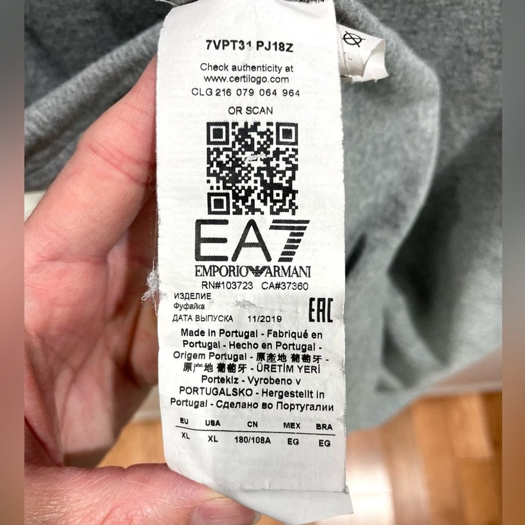 Emporio Armani Emporio Armani EA 7 Grey T Shirt Size XL ( fits like L) Size US XL / EU 56 / 4 - 8 Thumbnail
