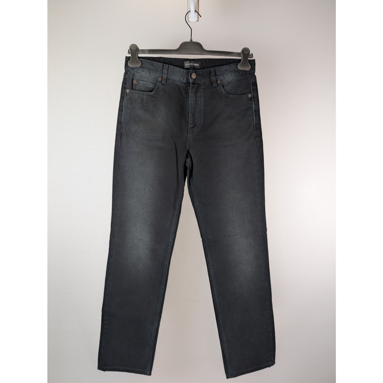 Balenciaga o1rshd1 CCRAB Soft Black Left Hand Denim Jeans Pants Size US 33 - 8 Thumbnail