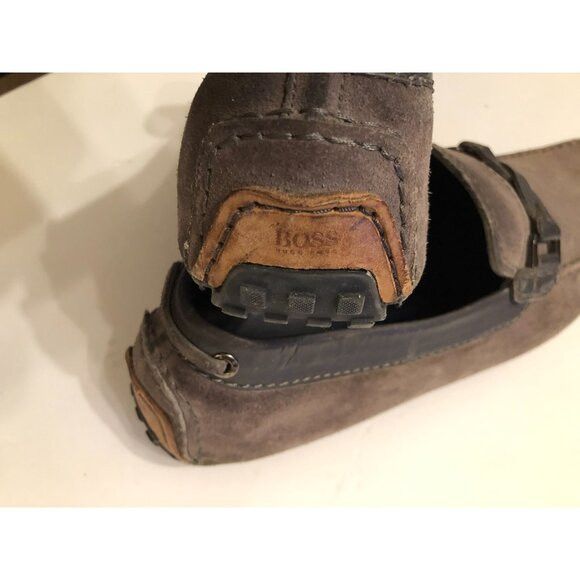 Hugo Boss hugo boss men's gray leather slip on loafers size: 10.5 Size US 10.5 / EU 43-44 - 5 Thumbnail