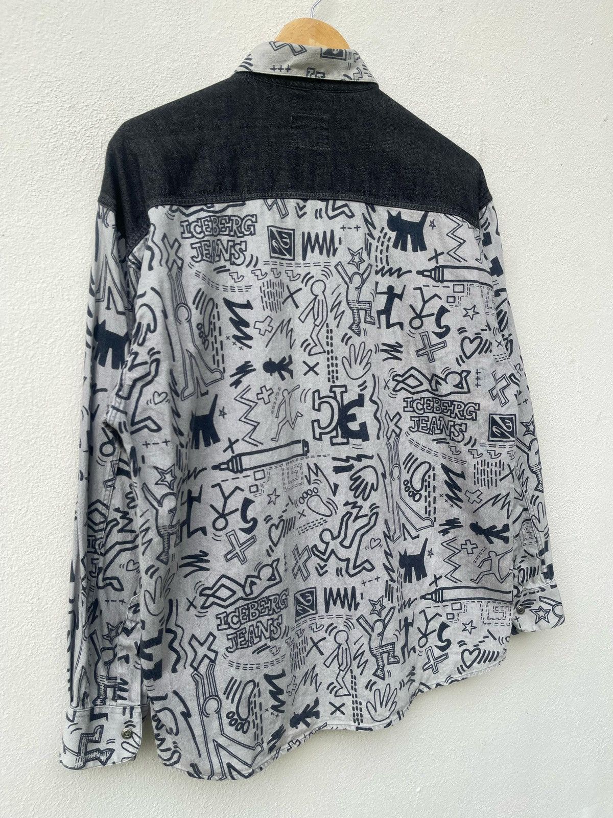 Iceberg × Keith Haring × Vintage 90s Iceberg Keith Haring Fullprint Button Shirt Size US M / EU 48-50 / 2 - 16 Thumbnail