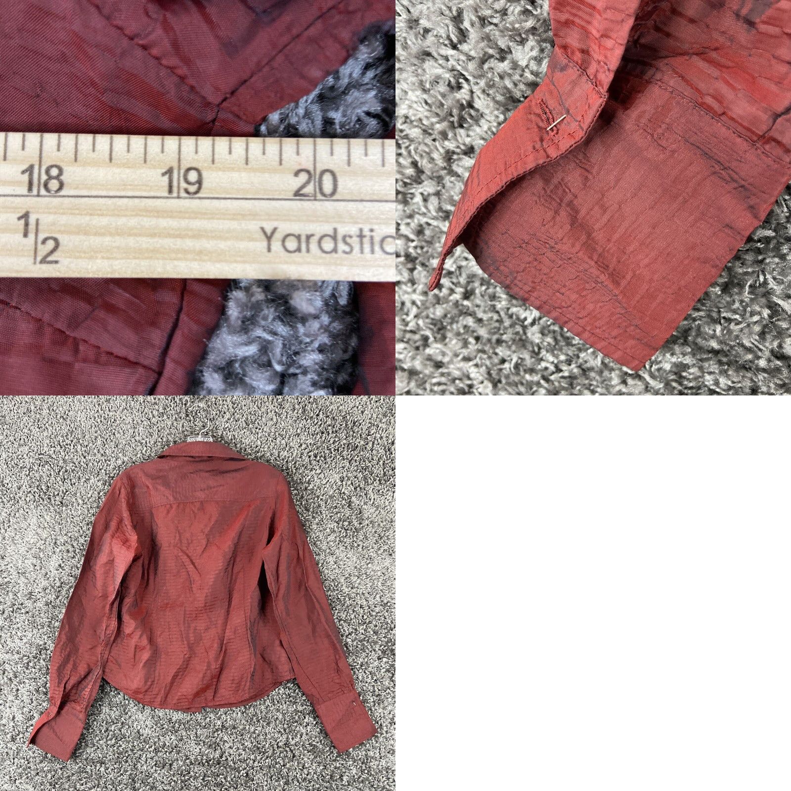 Coldwater Creek COLDWATER CREEK Blouse Womens PS Petite Button-Up Long Sleeve Red Shimmer Size S / US 4 / IT 40 - 8 Thumbnail