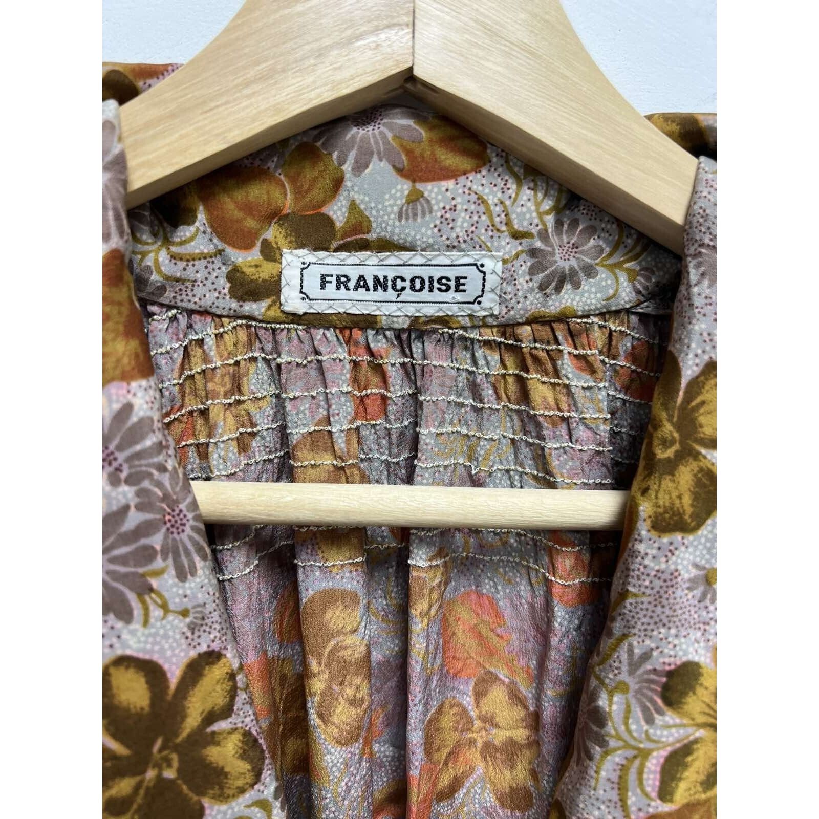 Franceschetti Francoise Floral Vintage Fall Cott maxi Dress Size L A000662 Size L / US 10 / IT 46 - 7 Thumbnail