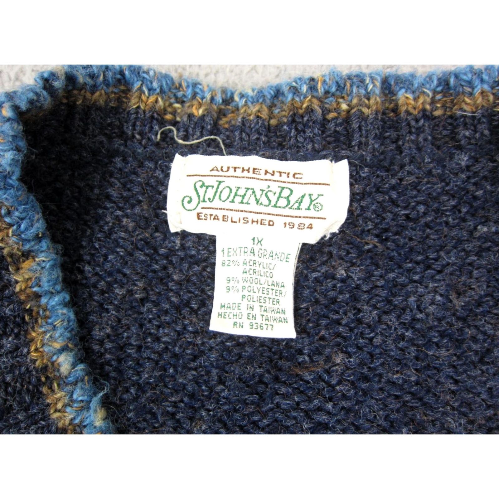 Vintage Vintage St. Johns Bay Sweater Womens 1X Blue Acrylic Wool Fair Isle 80s Knit Swing 80s Holiday Mens Women Boys Girls Size XL / US 12-14 / IT 48-50 - 3 Thumbnail