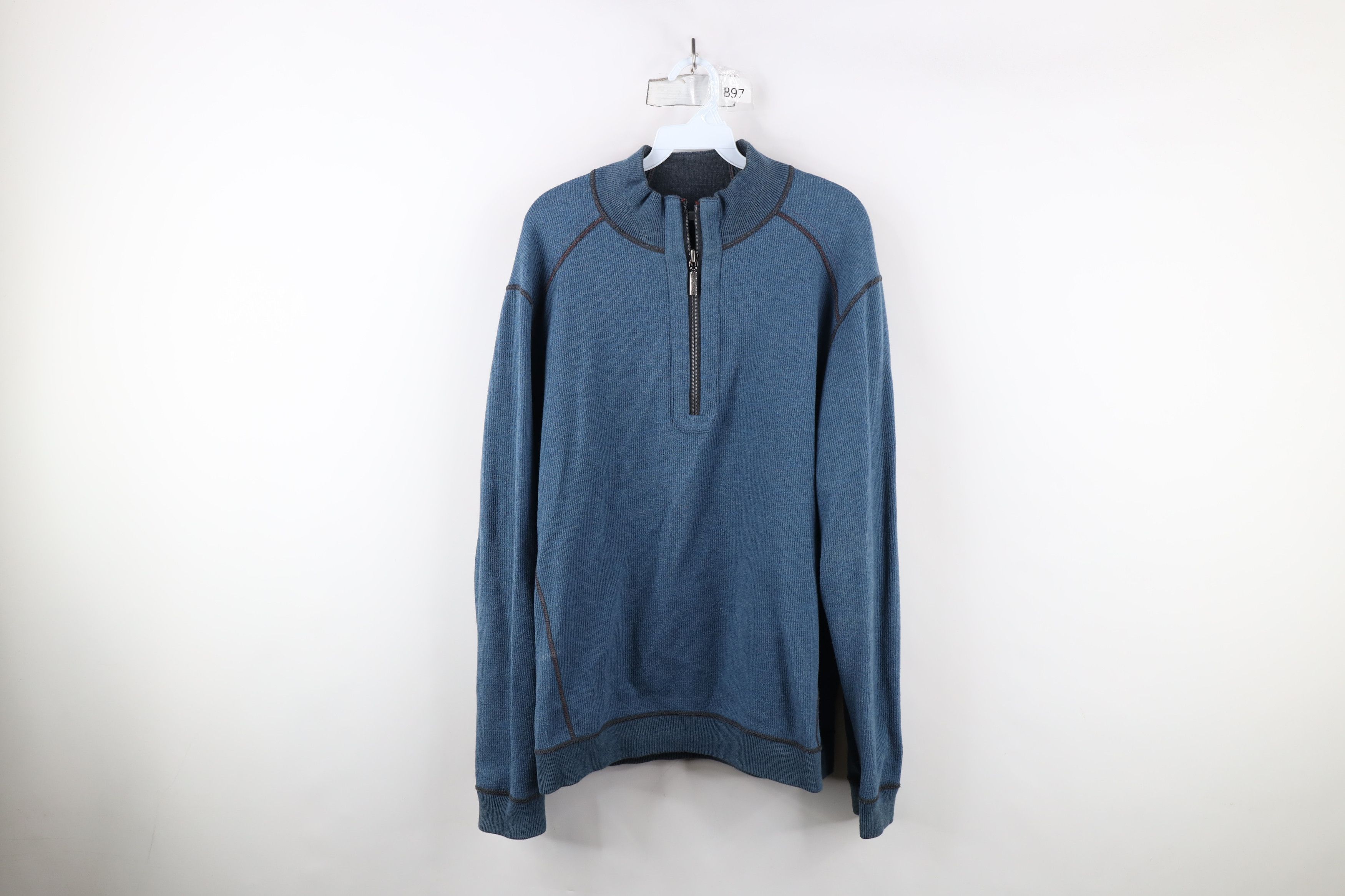 Tommy Bahama × Vintage Vintage Tommy Bahama Reversible Ribbed Knit Half Zip Sweater Size US XL / EU 56 / 4 - 12 Thumbnail