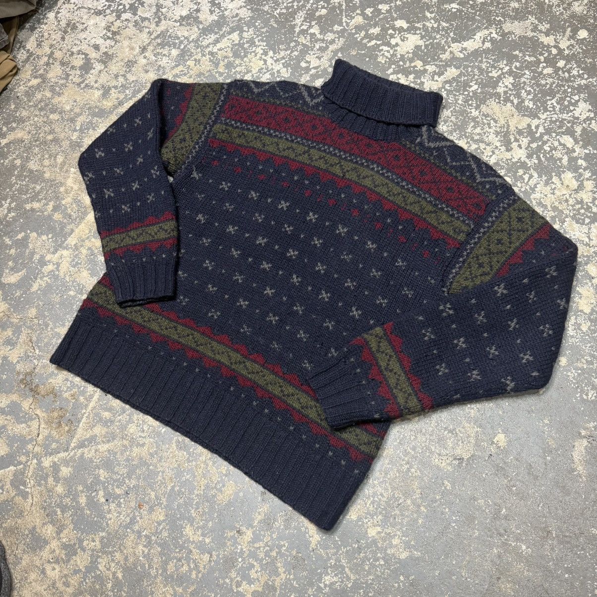 Vintage Vintage Polo Ralph Lauren Navy Blue Handknit Wool Sweater Size US L / EU 52-54 / 3 - 2 Thumbnail