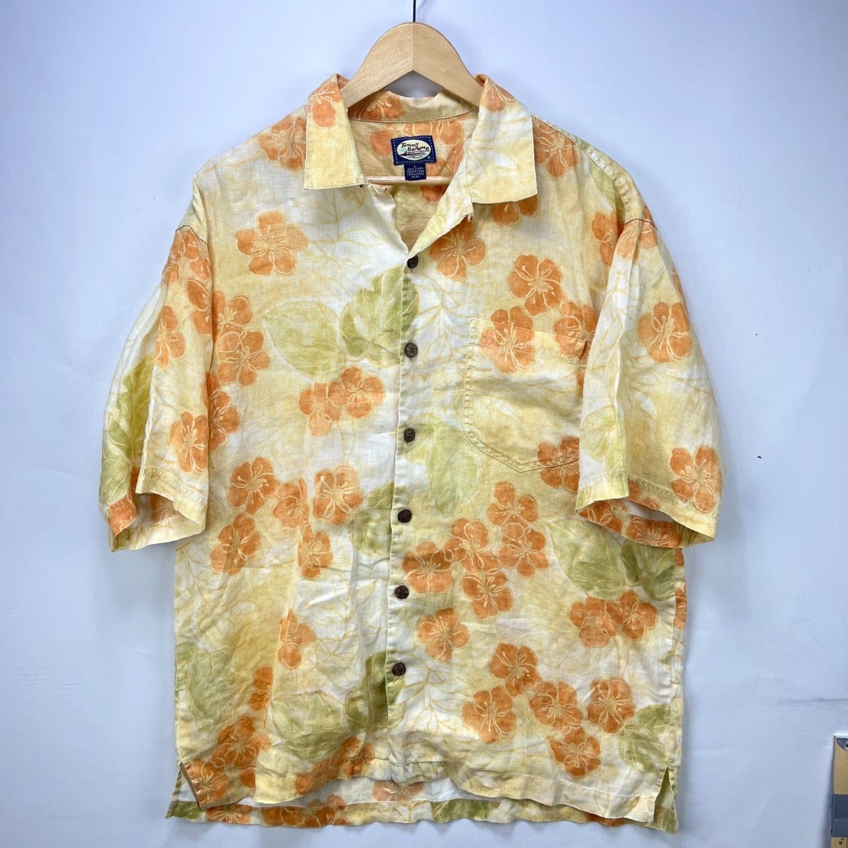 Tommy Bahama VINTAGE Tommy Bahama Shirt Short Sleeve Button-Up Large Orange Floral Hawaii Flower 90s Mens Size US L / EU 52-54 / 3 - 2 Thumbnail