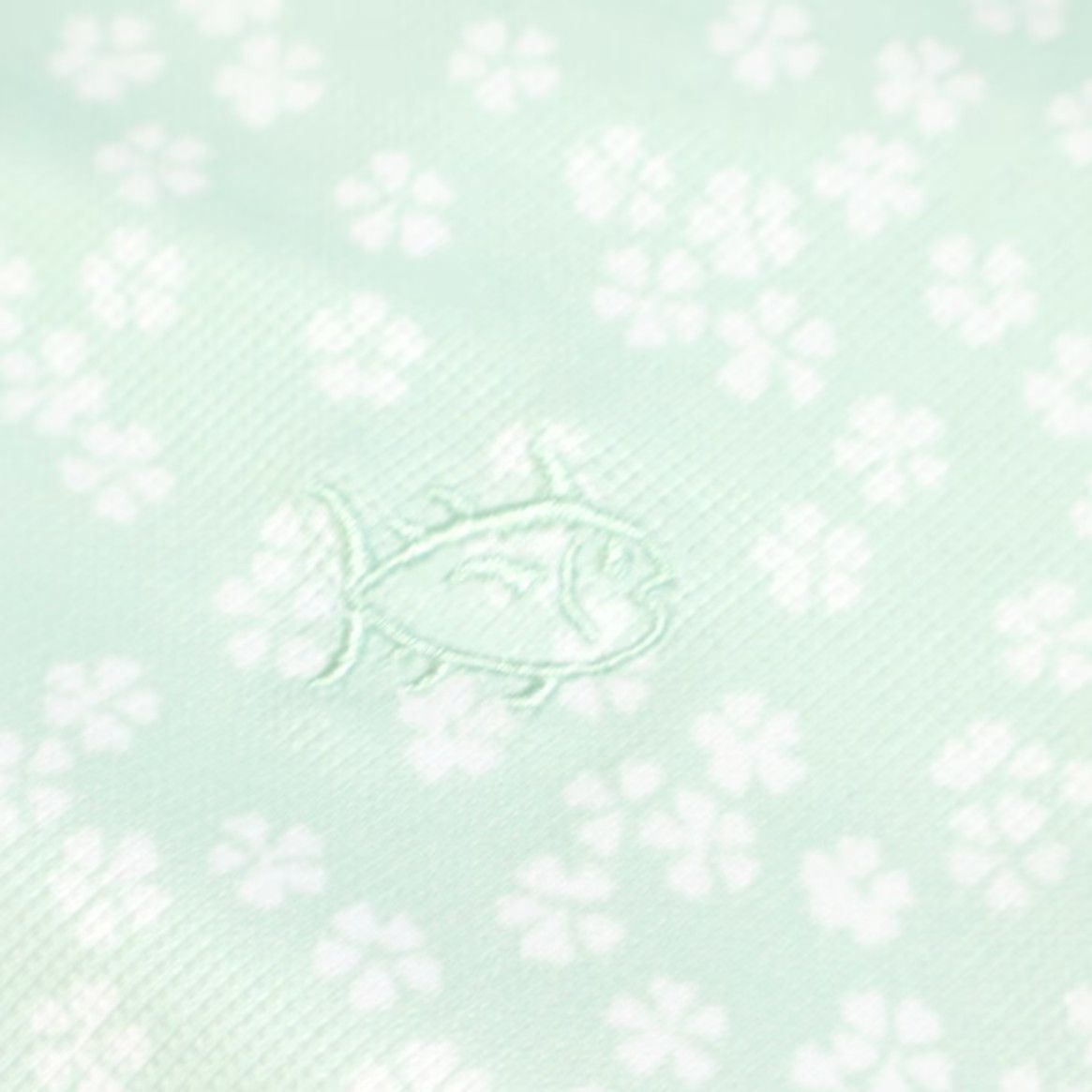 Southern Tide Southern Tide Shirt Polo Smoke Green Men's M Frederick Printed Perforated Floral Short Sleeve Size US M / EU 48-50 / 2 - 6 Thumbnail