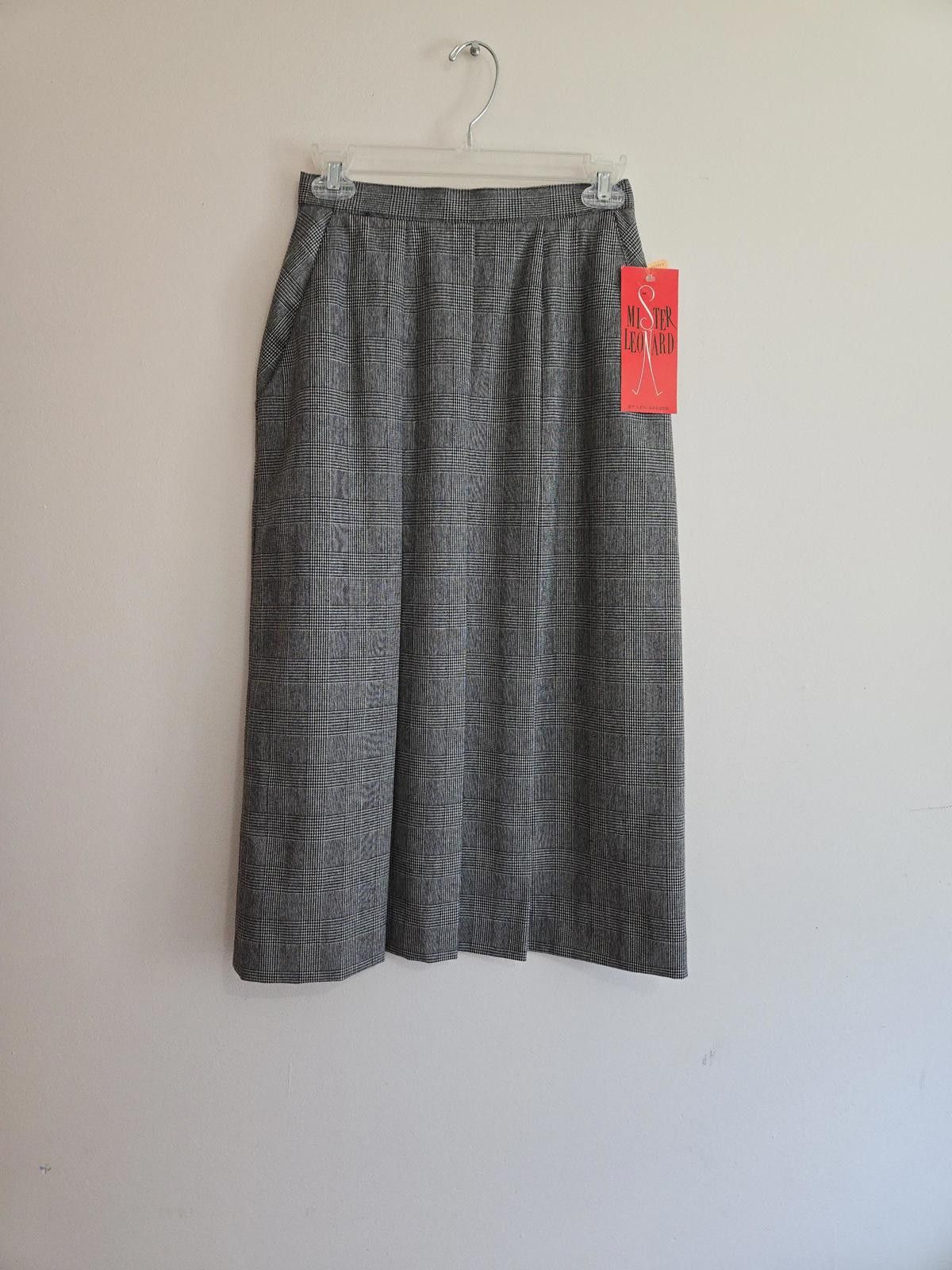 Designer Vintage Deadstock 1970s Mister Leonard Glen Check Midi Skirt Size 30" / US 8 / IT 44 - 1 Thumbnail