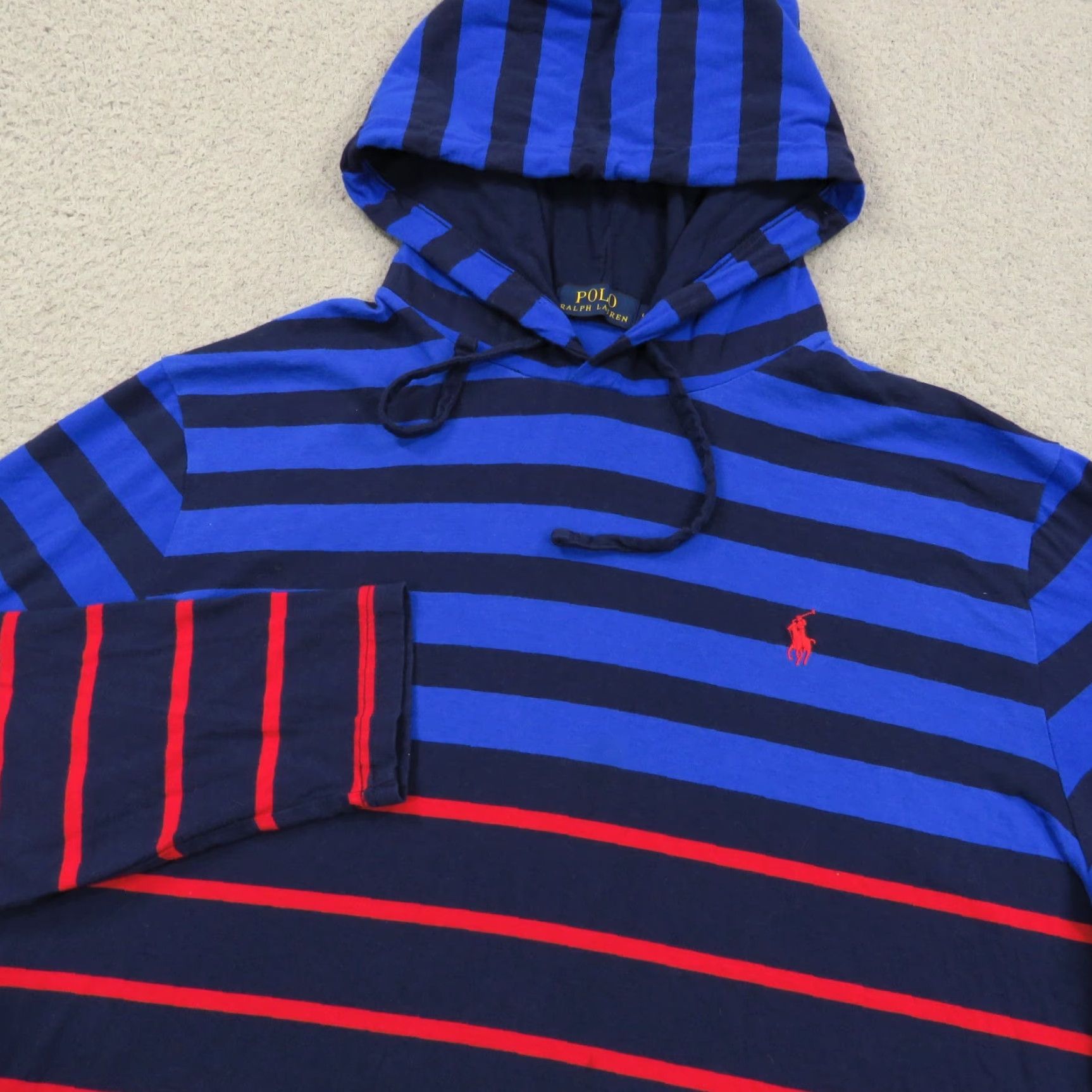 Polo Ralph Lauren Polo Ralph Lauren Hoodie Men Large Navy Red Pony Lightweight Hooded Shirt PRL (Crew Neck, Long Sleeve, Knit Cotton, Embroidered Logo) Size US L / EU 52-54 / 3 - 2 Thumbnail