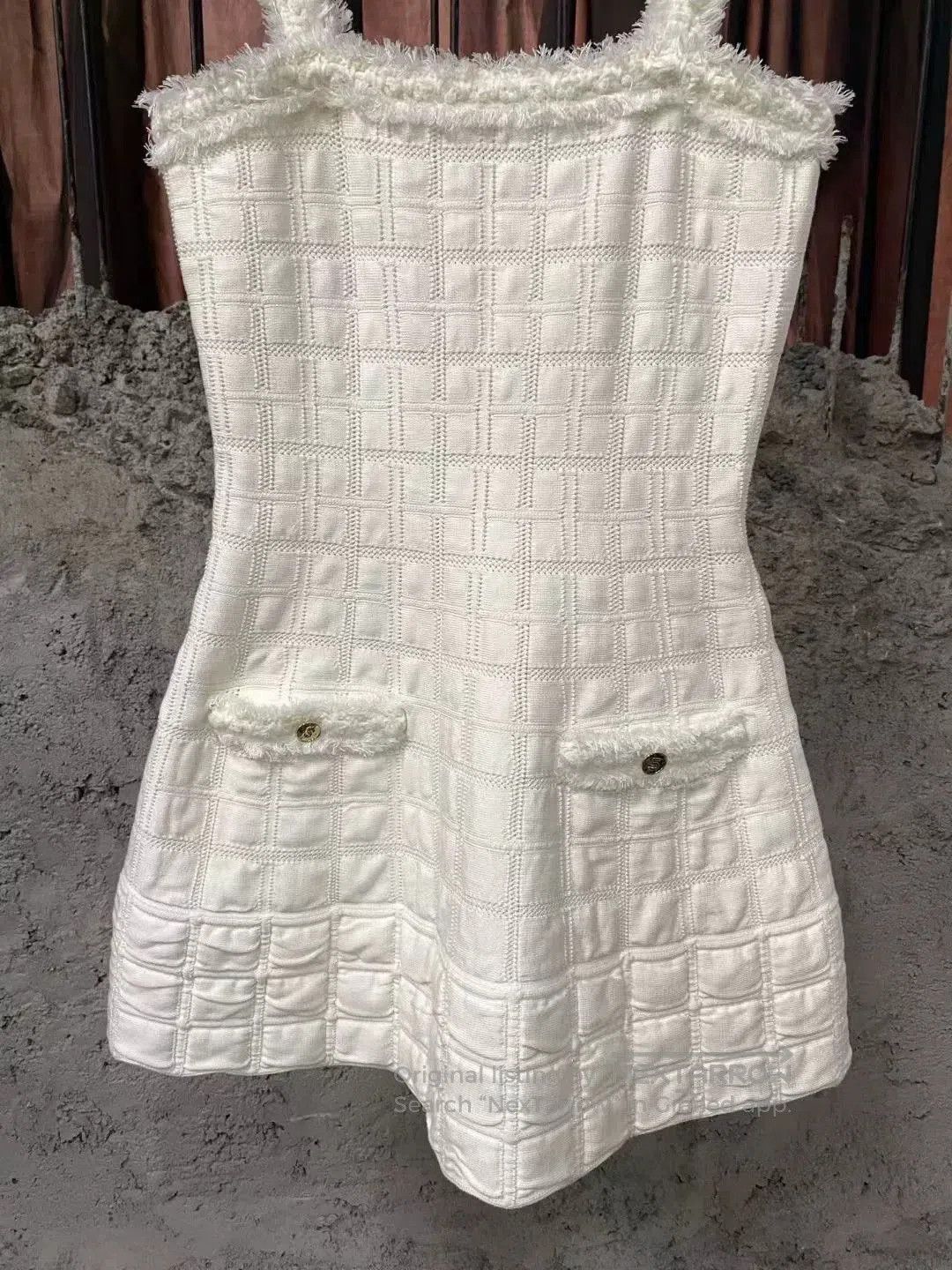 Chanel white quilted dress with fringe straps. Size XS / US 0-2 / IT 36-38 - 4 Thumbnail