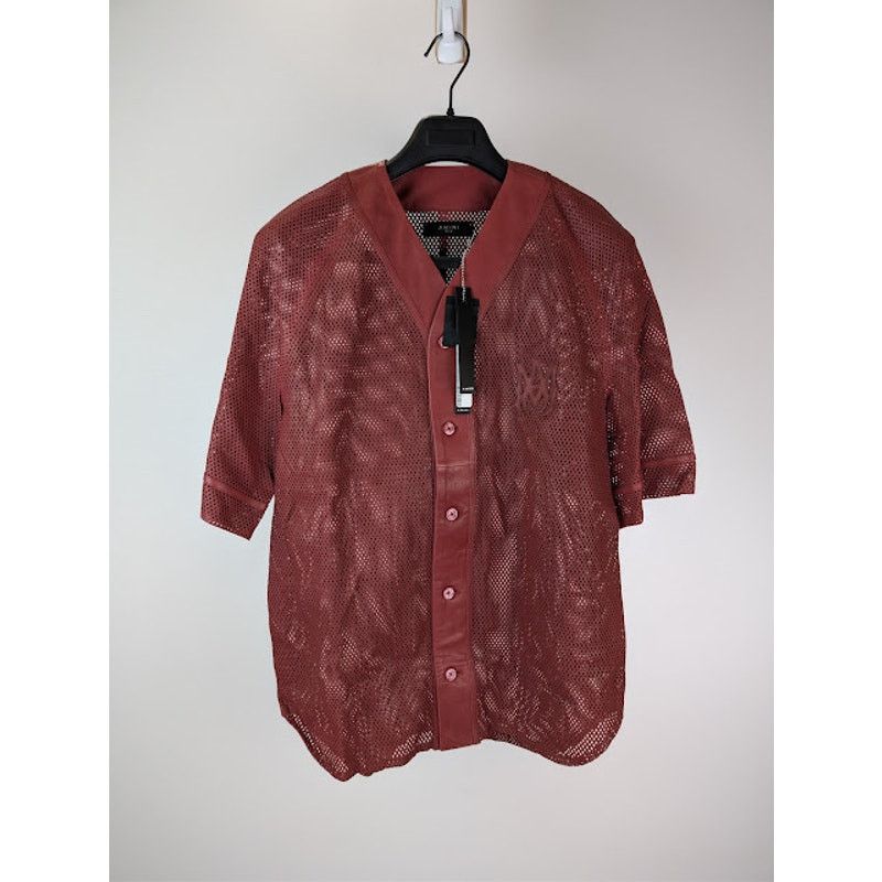 Amiri o1rshd1 MA Perforated Baseball Shirt in Sun Dried Tomato Size US M / EU 48-50 / 2 - 1 Thumbnail