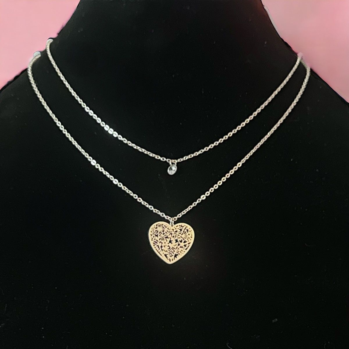 Other Lauren Conrad dainty layered filigree heart pendant necklace Size ONE SIZE - 1 Thumbnail