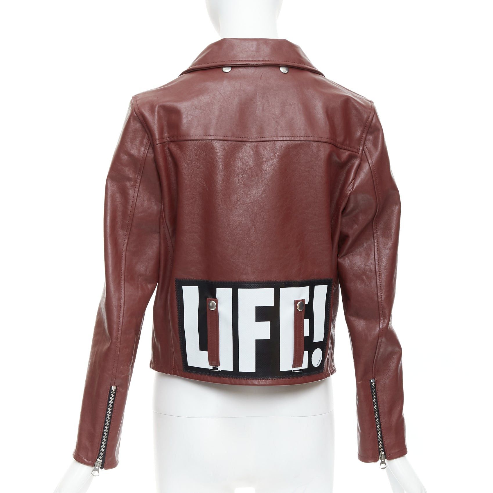 Golden Goose GOLDEN GOOSE Life burgundy calfskin leather cropped biker jacket M Size M / US 6-8 / IT 42-44 - 1 Thumbnail