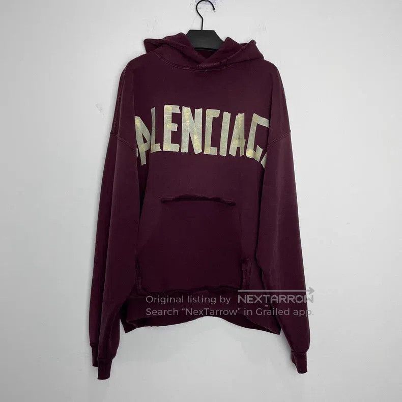 Balenciaga Balenciaga Faded Tape Sweatshirt Wine Red Size US S / EU 44-46 / 1 - 1 Thumbnail