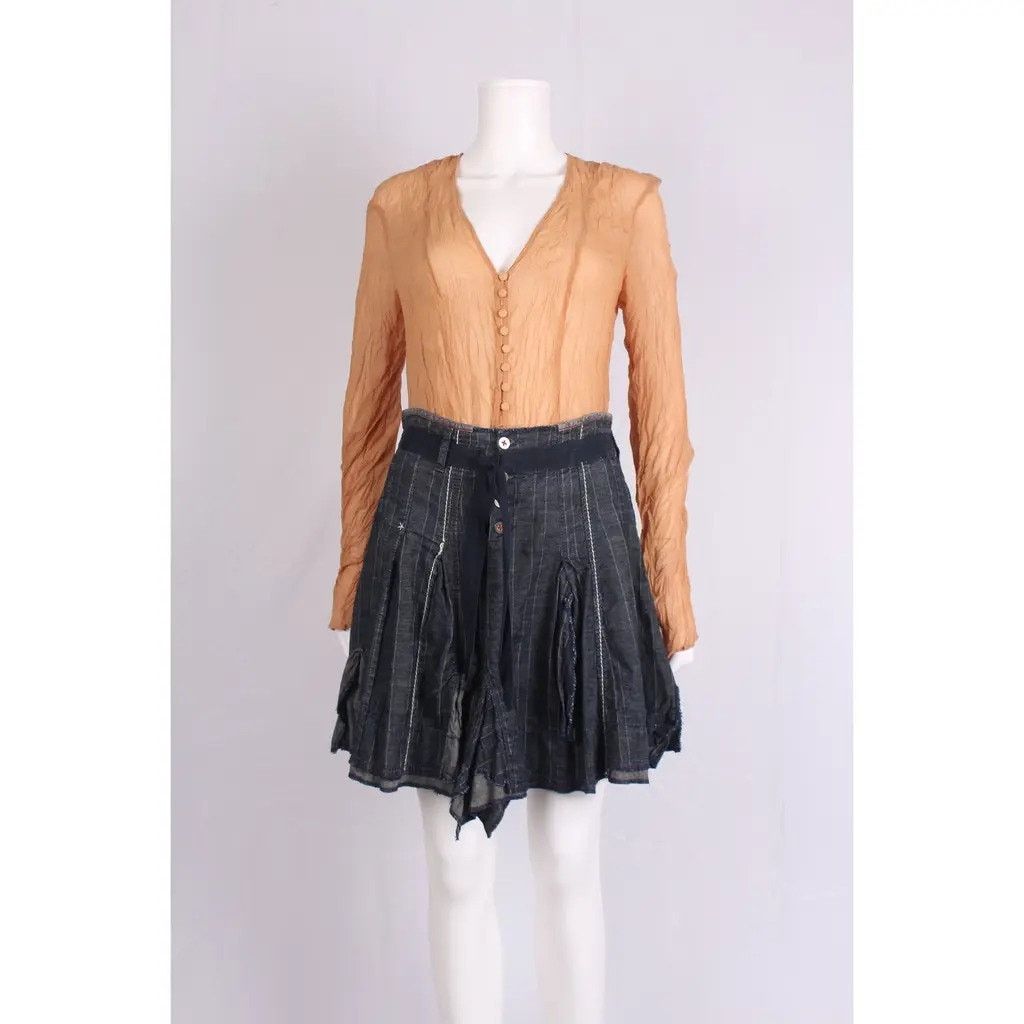 Marithe + Francois Girbaud Marithé François Girbaud Pleated Denim Stripe Skirt Size 25" / US 0 / IT 36 - 2 Thumbnail