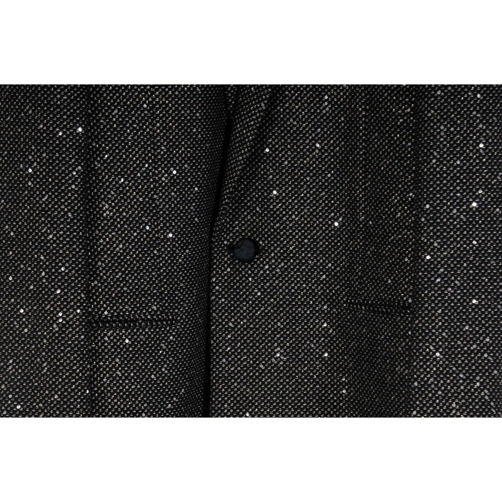 Saint Laurent Paris Single Breasted Sequin Overcoat Silver Black Coat Size US L / EU 52-54 / 3 - 3 Thumbnail
