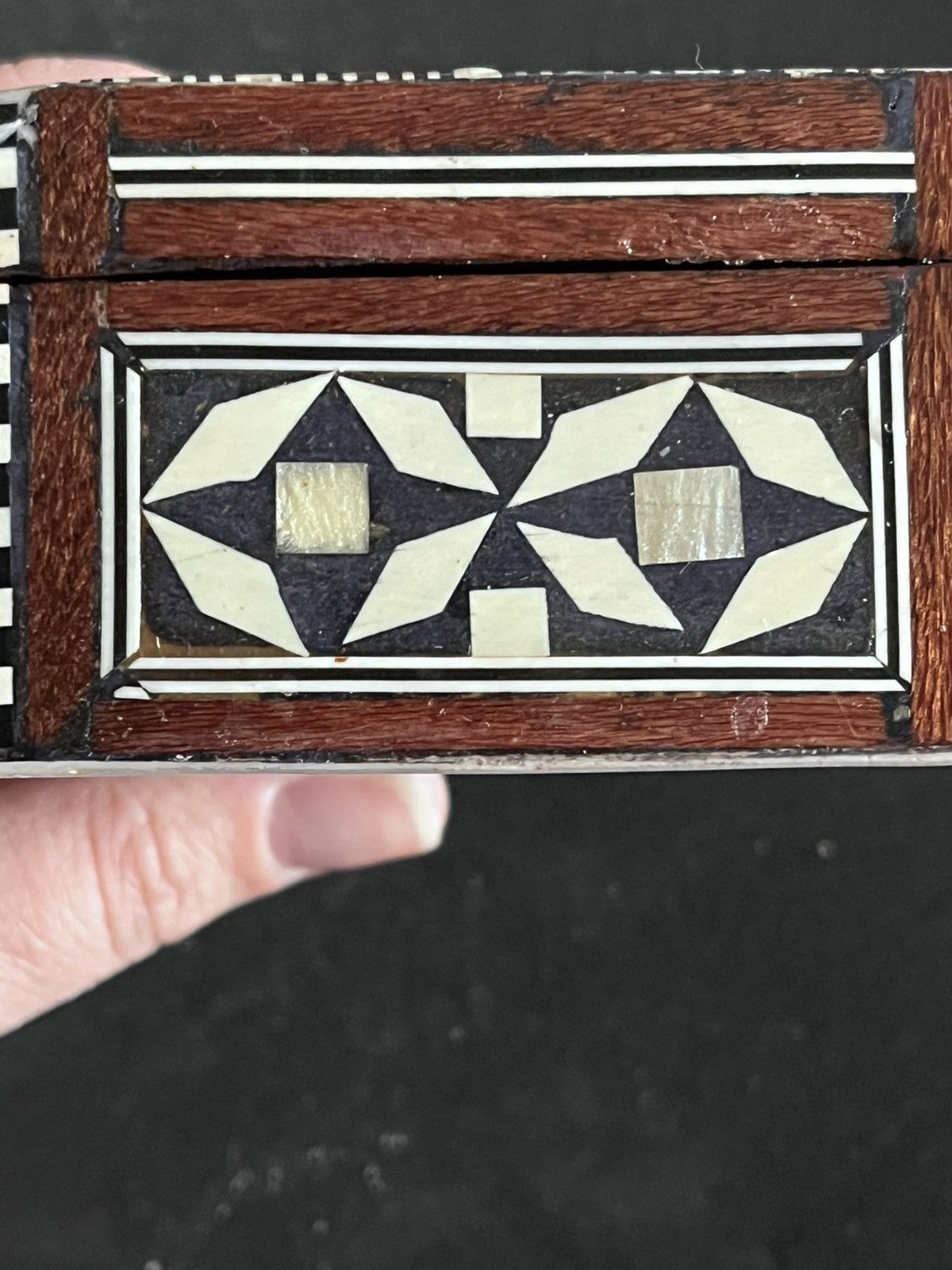 Other Vintage Egyptian Mother of Pearl Micro Mosaic Jewelry Box Size ONE SIZE - 8 Thumbnail
