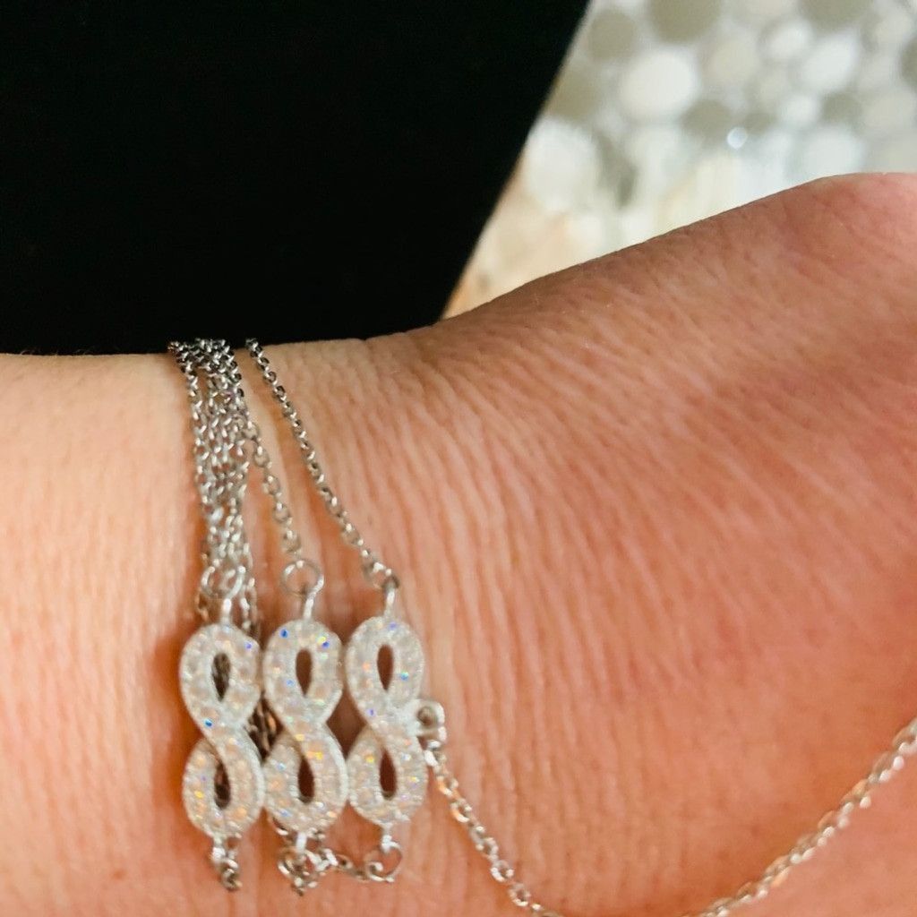Other Sterling Silver 3 infinity bracelet with ring Size ONE SIZE - 6 Thumbnail