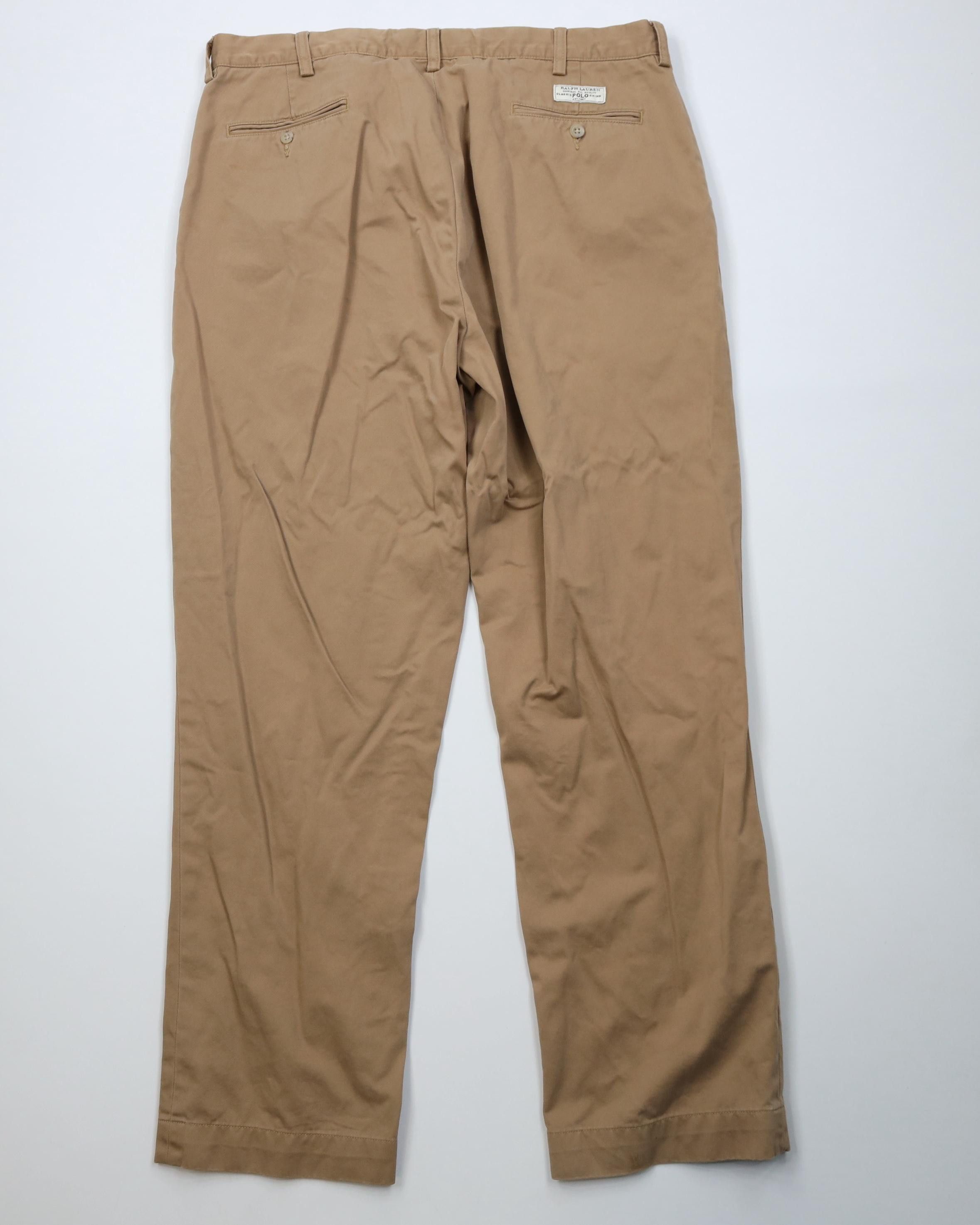 Polo Ralph Lauren Vintage 90s Ralph Lauren Wide Leg Chino Pants Brown Cotton Size US 40 / EU 56 - 10 Thumbnail