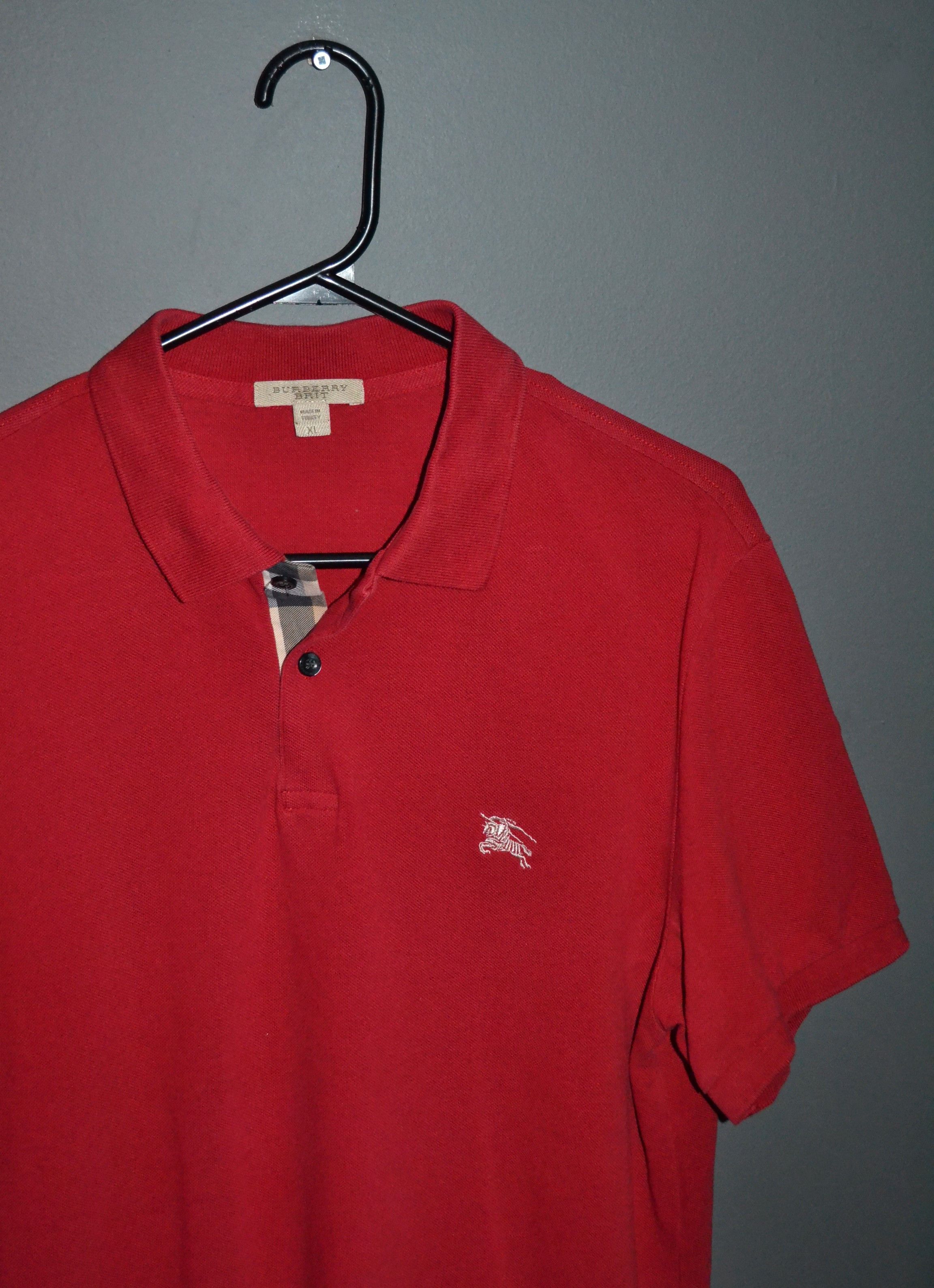 Burberry Burberry Brit XL size Red Pima Cotton Polo Shirt Size US XL / EU 56 / 4 - 1 Thumbnail
