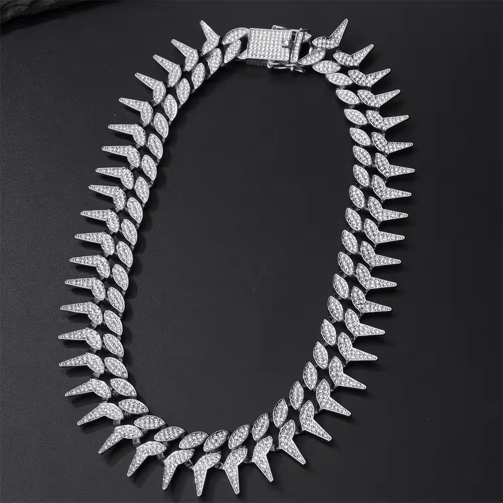 Other 24MM Width Bling Iced Out CZ Stones Thorns Chains Necklace Size ONE SIZE - 2 Thumbnail