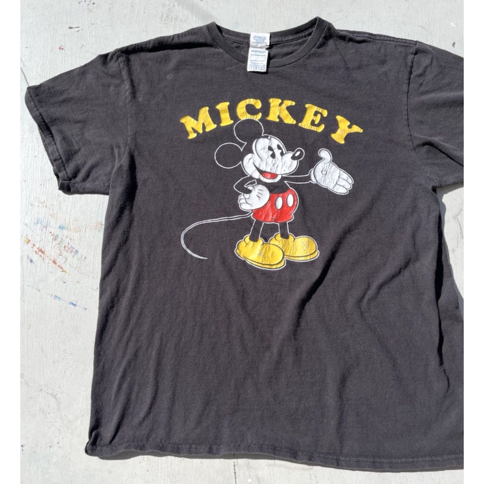 Disney Mickey Mouse T-Shirt Black Spell-Out L Disney Art Classic Men’s Cotton Short Sleeve Crew Neck Vintage? Size US L / EU 52-54 / 3 - 4 Thumbnail