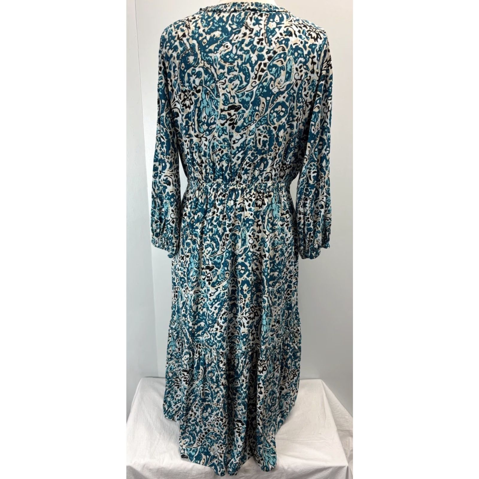 Vintage NEW! Chico’s Self Braid Paisley Midi Dress Sz 2 US 12 Women’s Turquoise Tiered Size XL / US 12-14 / IT 48-50 - 3 Thumbnail