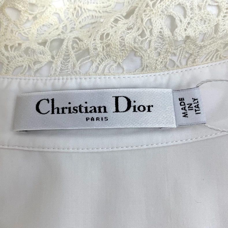 Dior Dior White lace stitching bee embroidery cotton lapel long Size XXS / US 00 / IT 34 - 7 Thumbnail