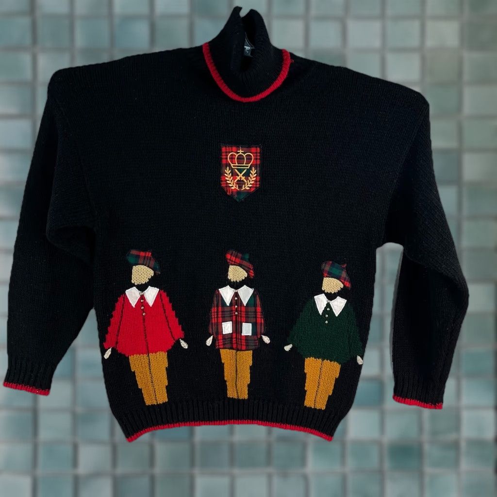 Vintage VINTAGE Cherry Stix Limited Peeps Women's Size: Medium Black Sweater 100% Acrylic Size M / US 6-8 / IT 42-44 - 1 Thumbnail