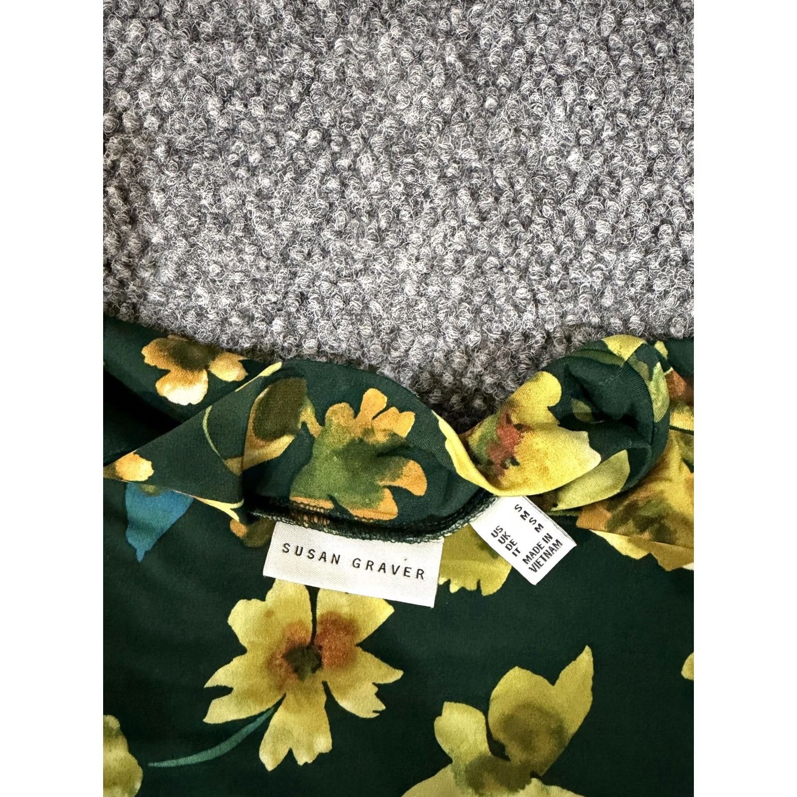 Vintage Susan Graver Blouse Womens L Green Floral Mock Neck Long Sleeve Tunic Top Size L / US 10 / IT 46 - 4 Thumbnail
