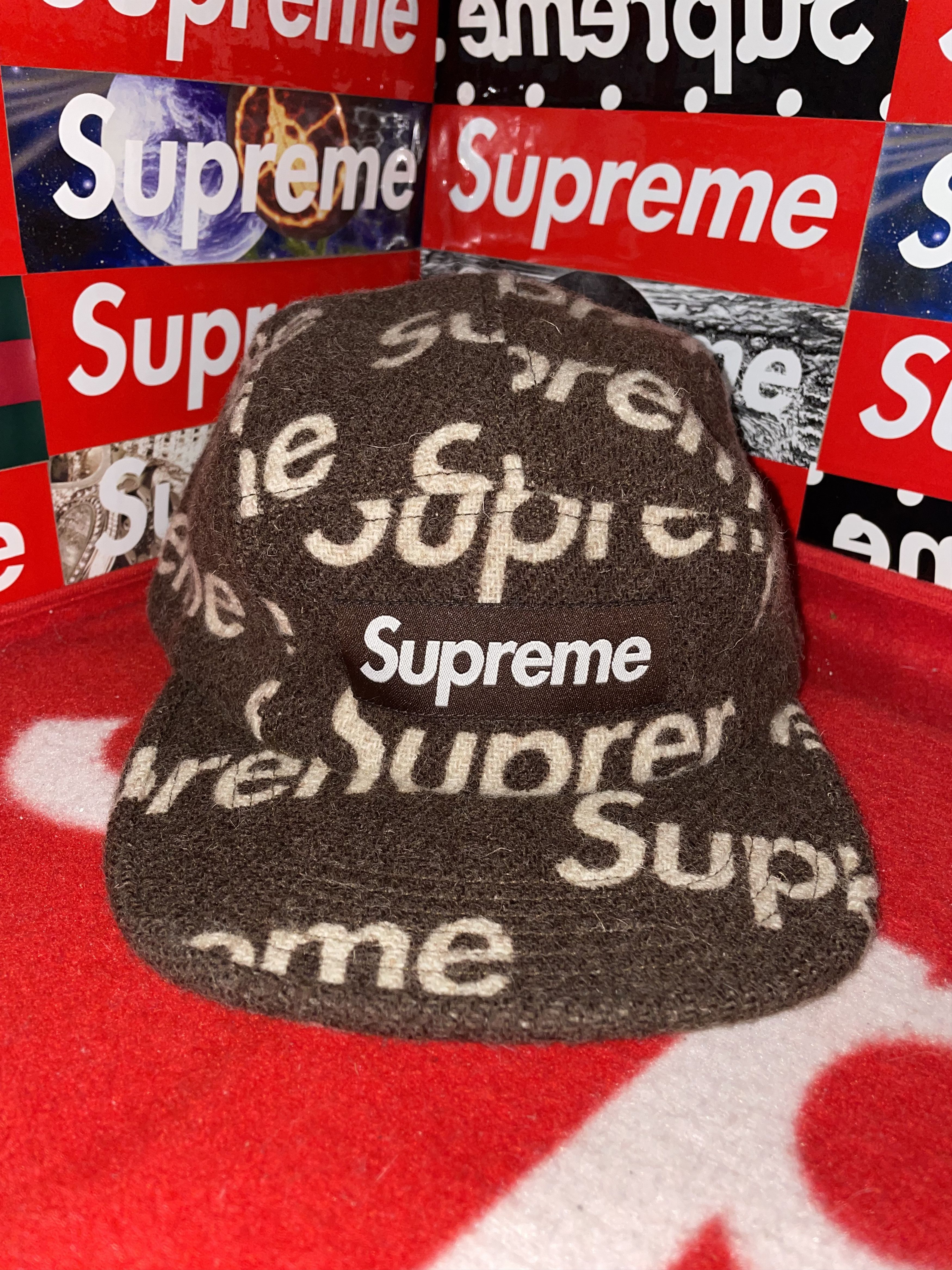 Supreme Harris Tweed Camp Cap Brown FW18 NEW