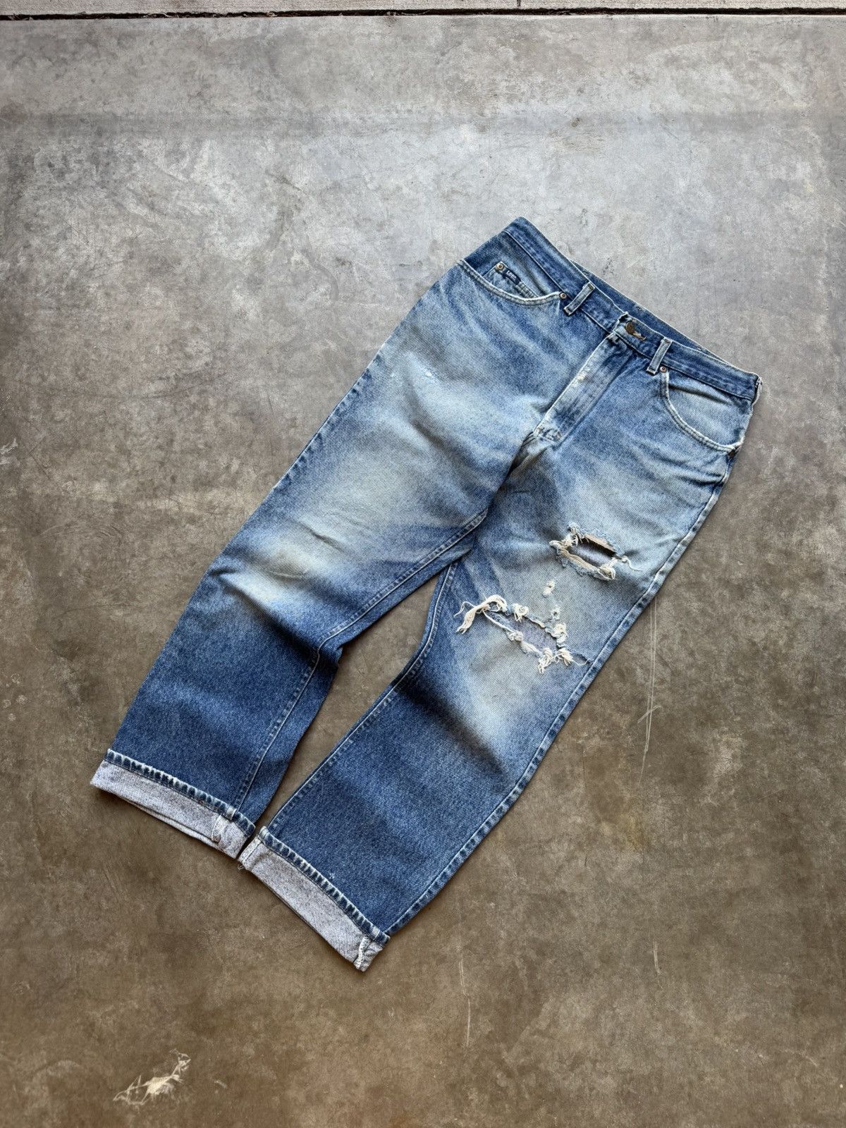 Lee × Vintage Vintage 80’s Lee Distressed Perfectly Faded Denim Size US 32 / EU 48 - 1 Thumbnail