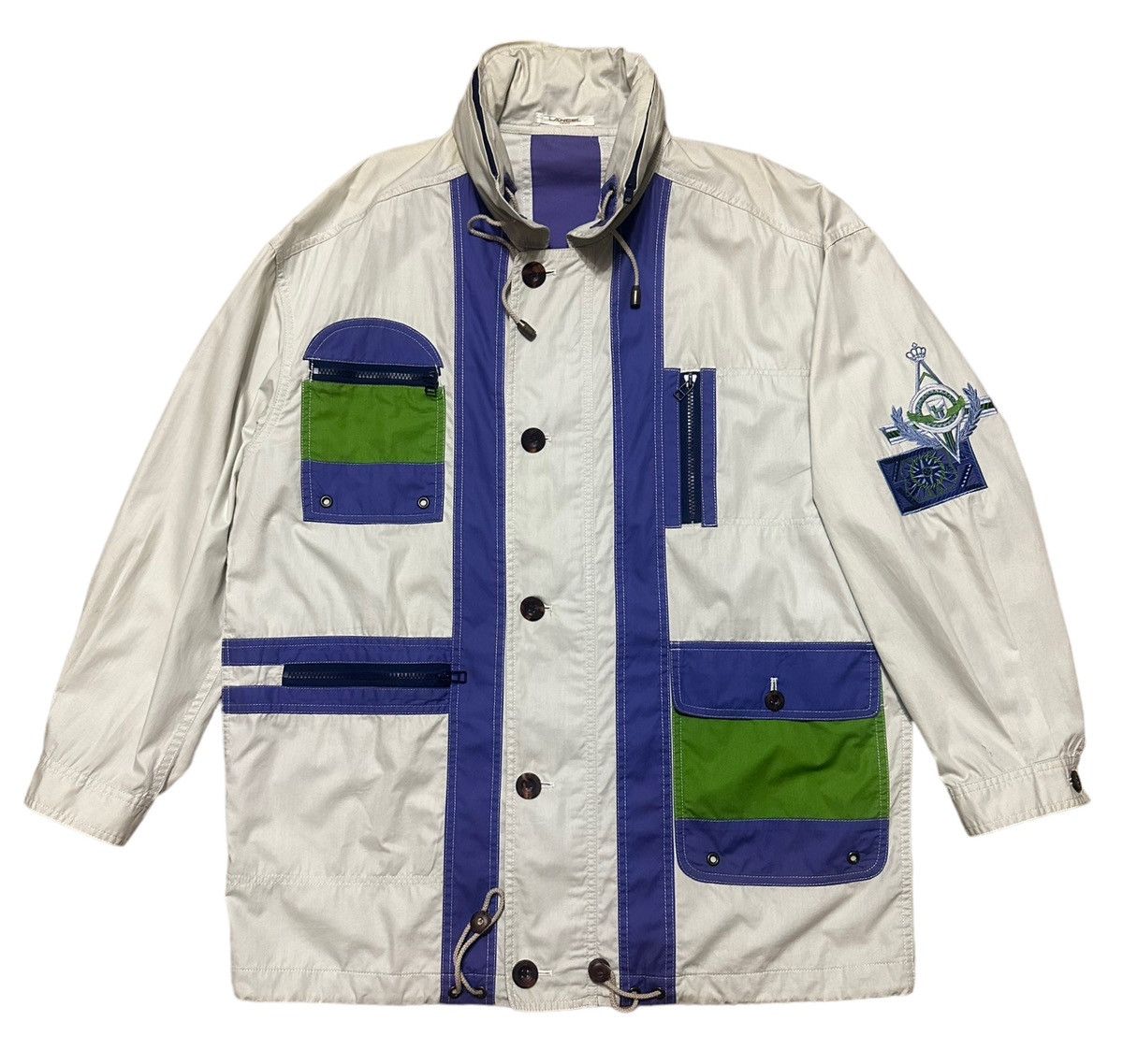 image of Lancel Paris Multicolor Patchwork Multi Jacket, Men's (Size Large)
