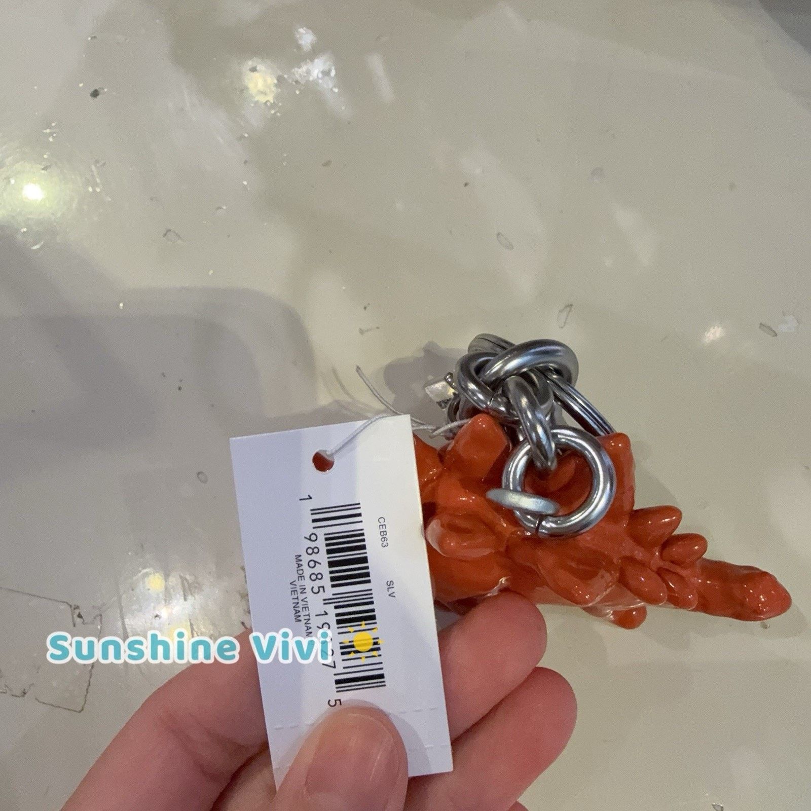 Coach NWT Coach Keychain Stegosaurus Bag Charm Silver Orange CEB63 Size ONE SIZE - 5 Thumbnail