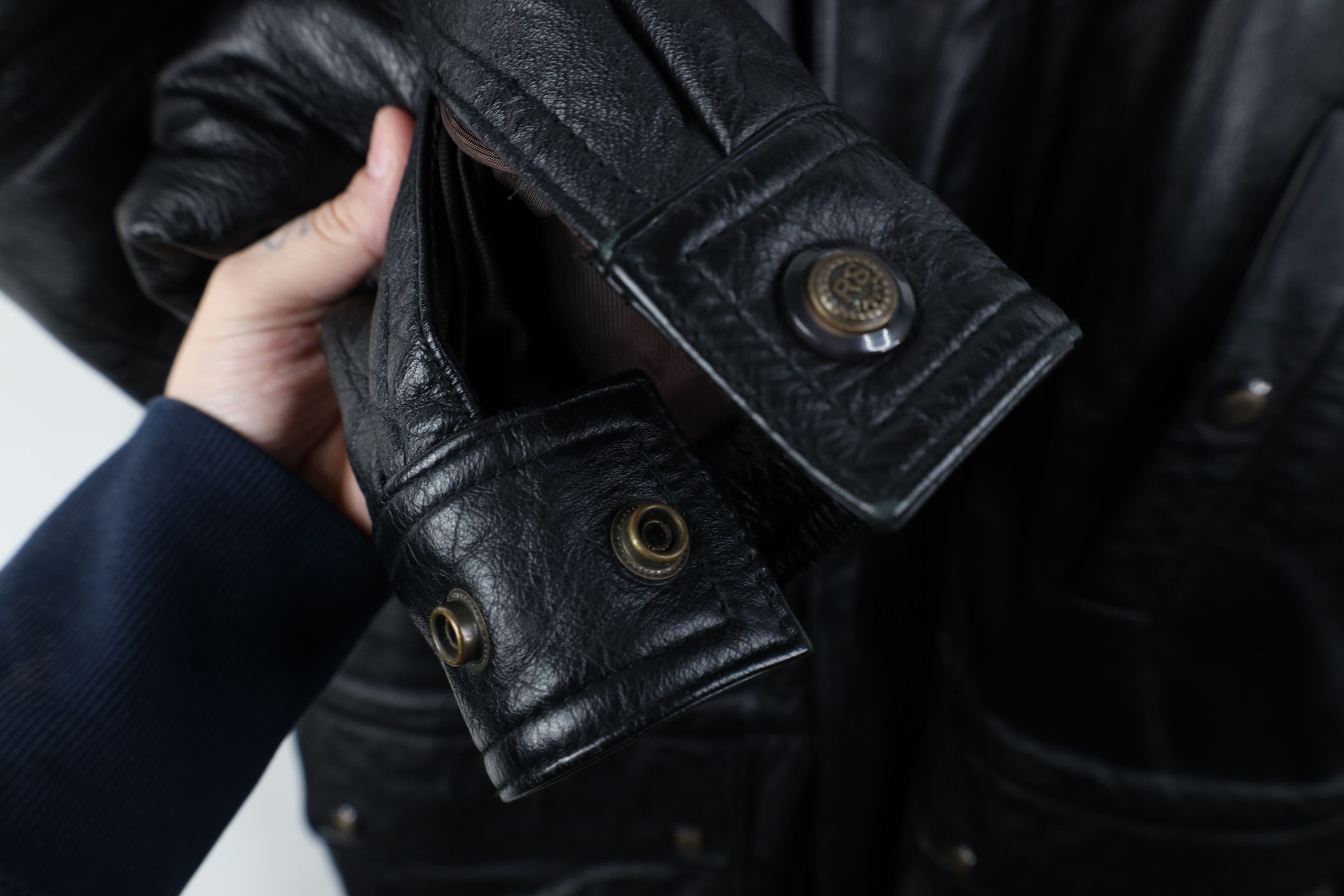 Vintage 90s Streetwear Heavy Leather Chore Jacket Black