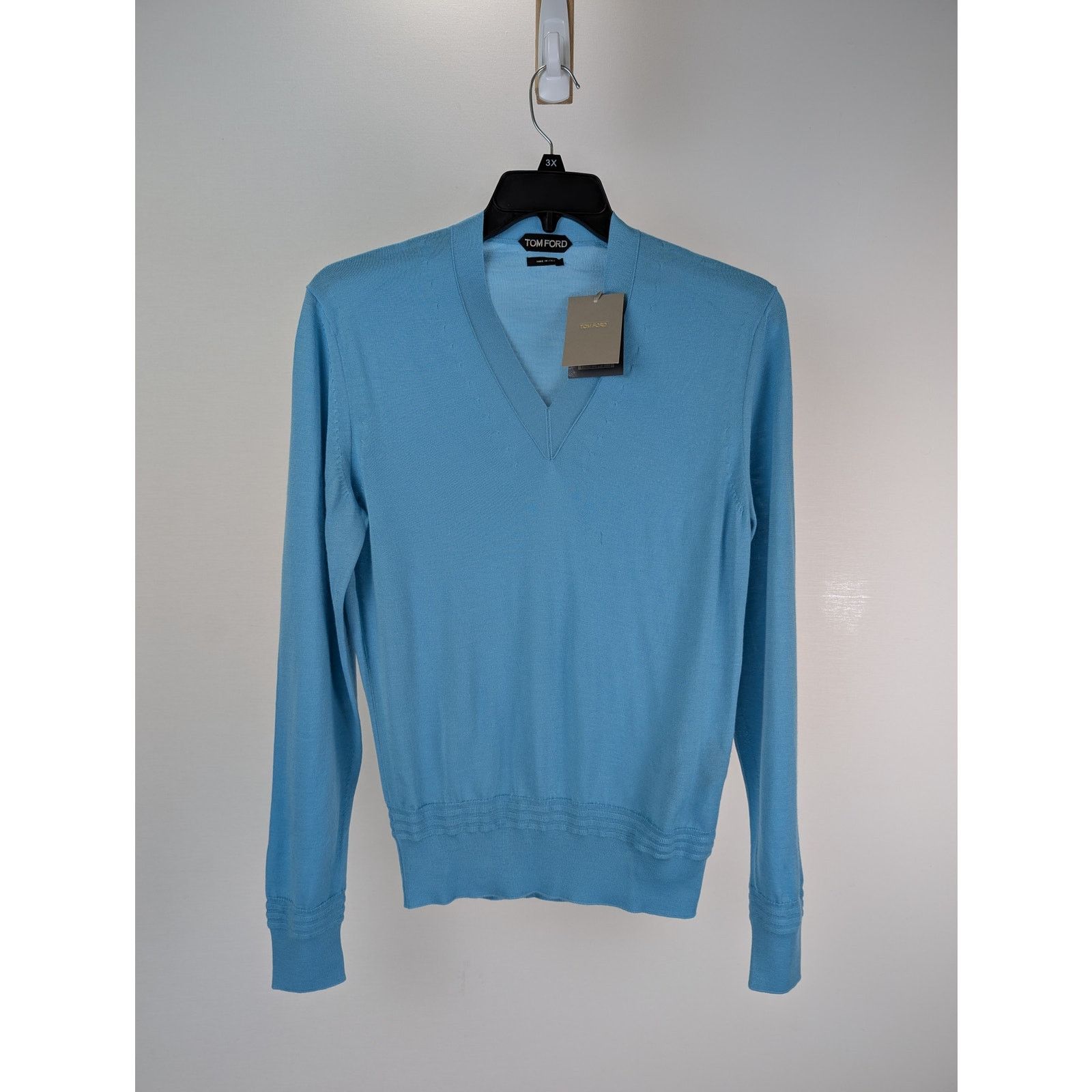 Tom Ford o1rshd1 V-Neck Knitwear Sweatshirt Sweater in Sky Blue Size US S / EU 44-46 / 1 - 8 Thumbnail