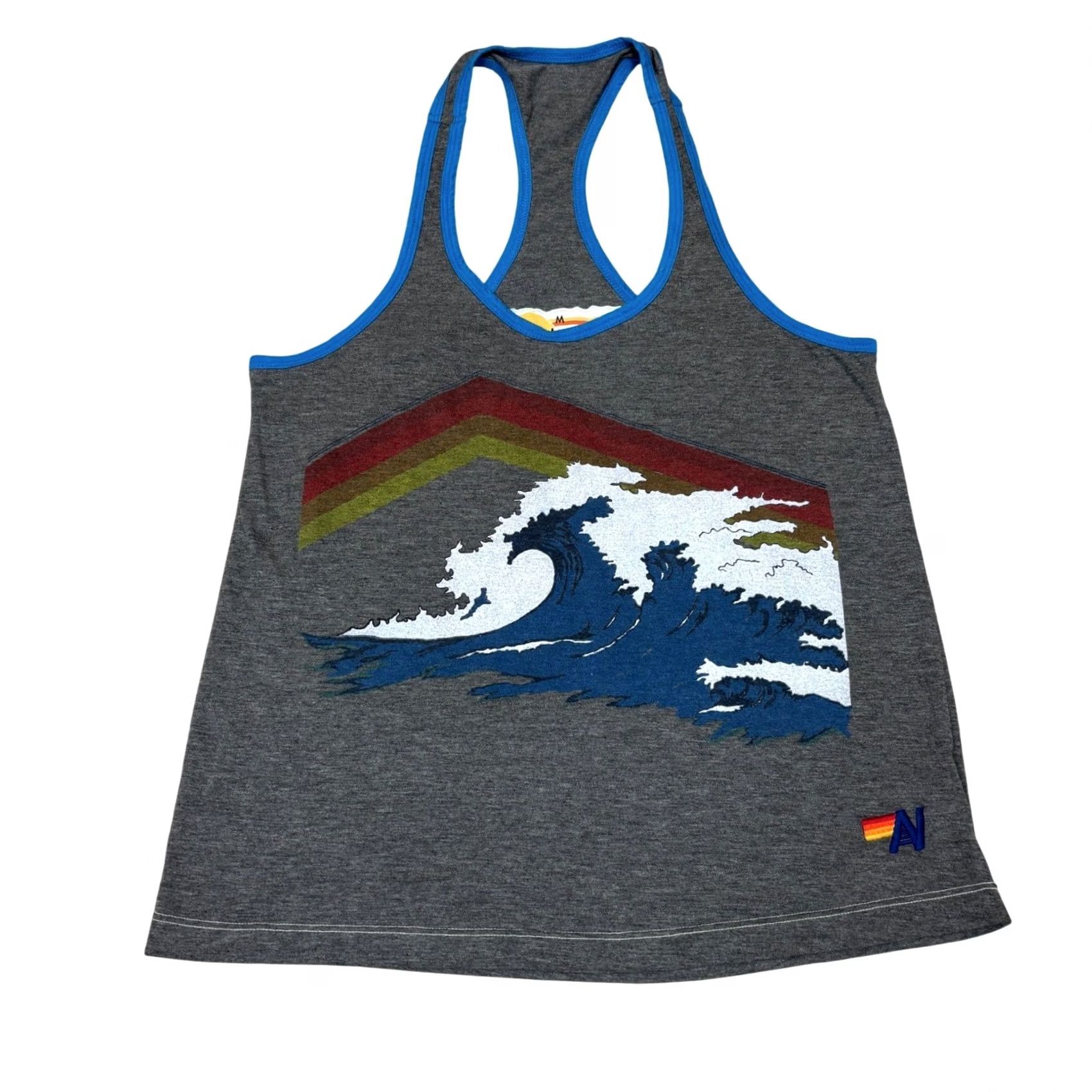 Aviator Nation Aviator Nation Tank Top Gray Wave Graphic Racerback Women's Medium Size M / US 6-8 / IT 42-44 - 2 Thumbnail