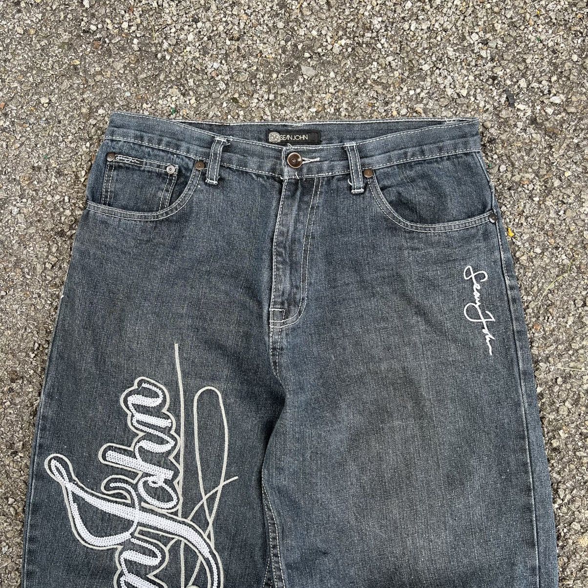 Sean John Y2K Baggy Jeans Sean John Big Logo Embroidery Faded Black Size US 34 / EU 50 - 5 Thumbnail