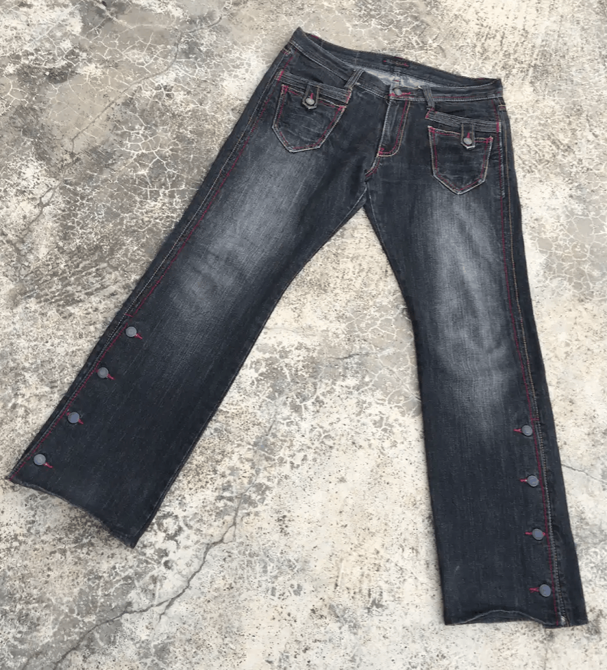 image of Rare Morgan Homme Bush Pant With Button Leg Denim in Black, Men's (Size 34)